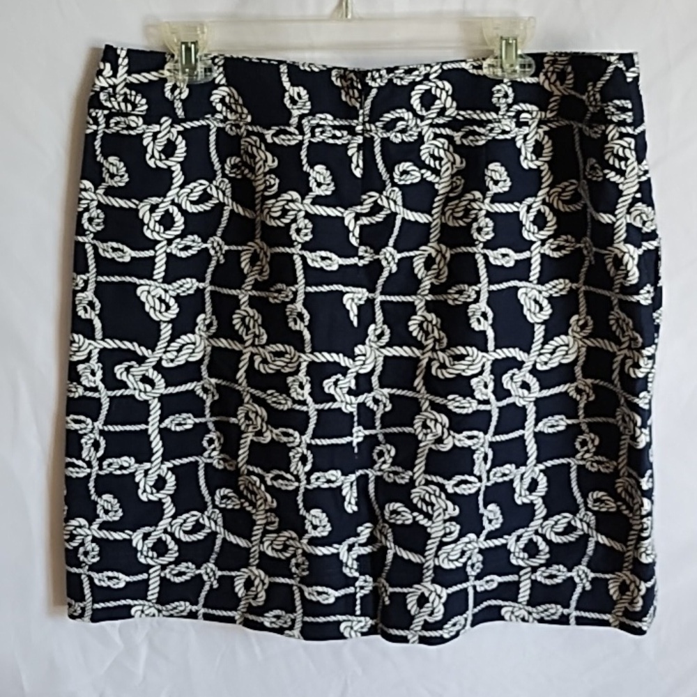 Talbots Navy and White Rope Print Mini Skirt - Picture 2 of 7